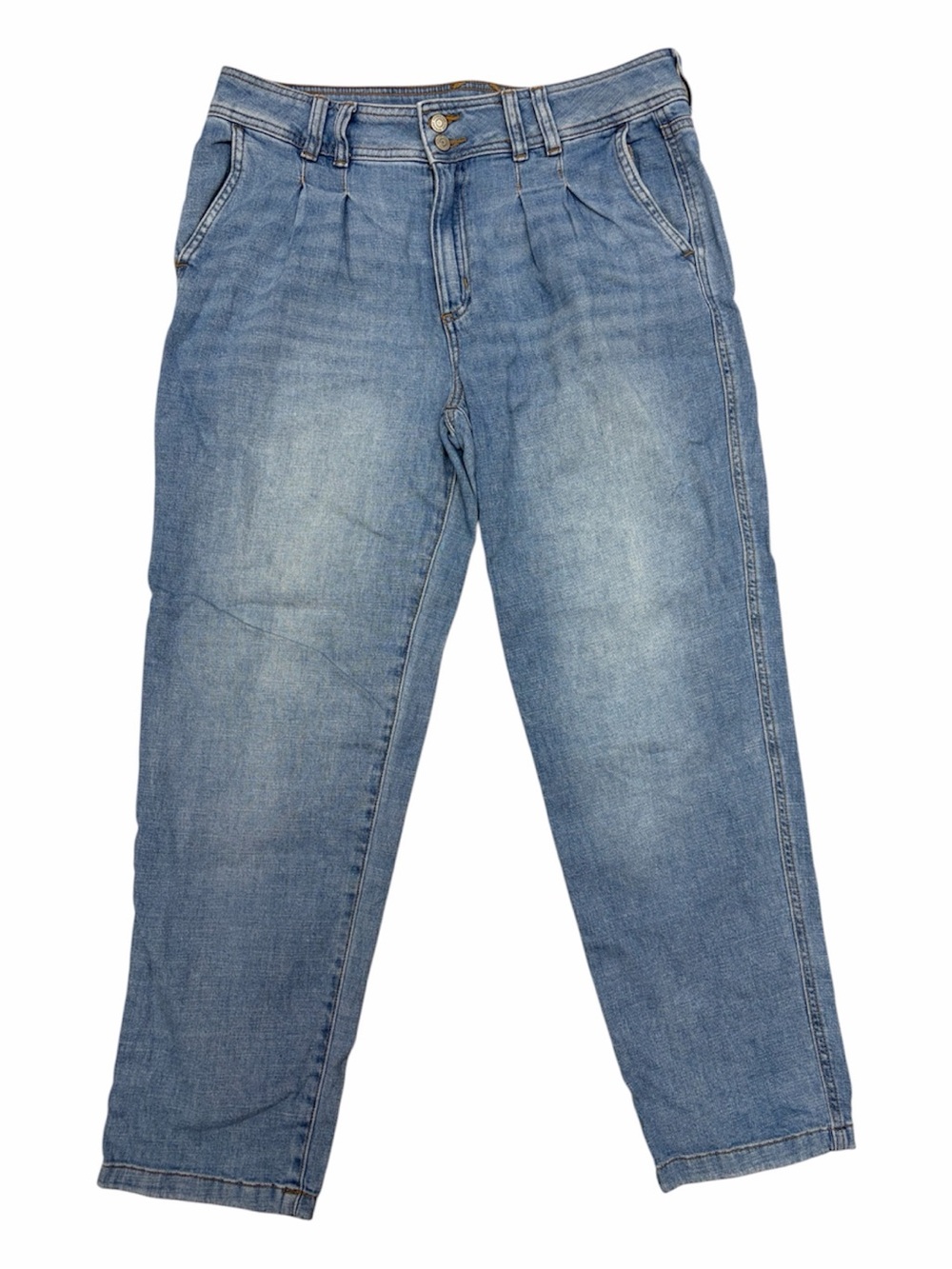 Sonoma Relaxed Tapered Leg Light Wash Blue Denim Pleated Jeans, sz 10